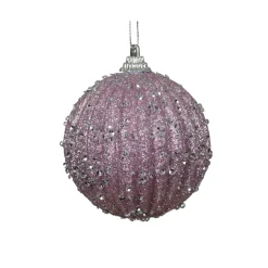 Set di 12 palline di Natale (D80 mm) Strass luccicanti Lilla