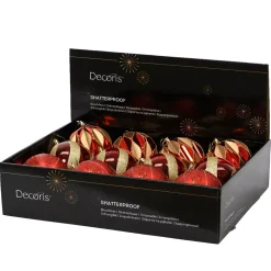Set di 12 palline di Natale (D100 mm) Venezia Rosso con glitter oro
