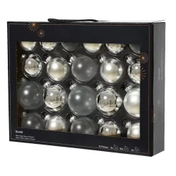 Set di 21 palline di Natale in vetro (D60 a 75 mm) Assortite Cristallo Argento