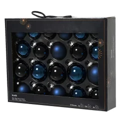 Set di 21 palline di Natale in vetro assortite Cristallo Blu notte