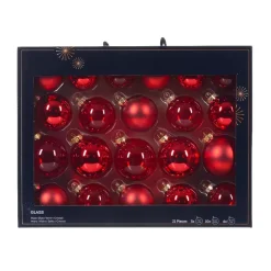 Set di 21 palline di Natale in vetro assortite Cristallo Rosso