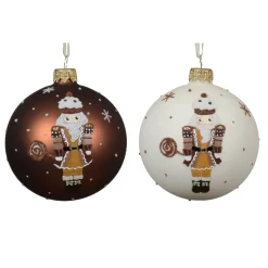 Set di 6 palline di Natale in vetro (D80 mm) Cioccolato Schiaccianoci