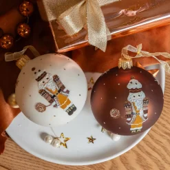 Set di 6 palline di Natale in vetro (D80 mm) Cioccolato Schiaccianoci