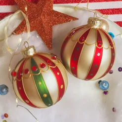 Set di 3 palline di Natale in vetro (D80 mm) Sweet Circus Multicolore