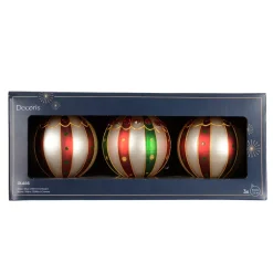 Set di 3 palline di Natale in vetro (D80 mm) Sweet Circus Multicolore