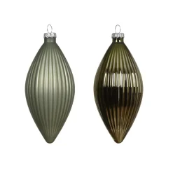 Set di 3 palline di Natale in vetro (D60 mm) Goccia preziosa Verde rosmarino