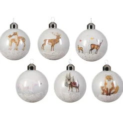 Set di 12 palline di Natale in vetro (D80 mm) Neve Naturale Bianco