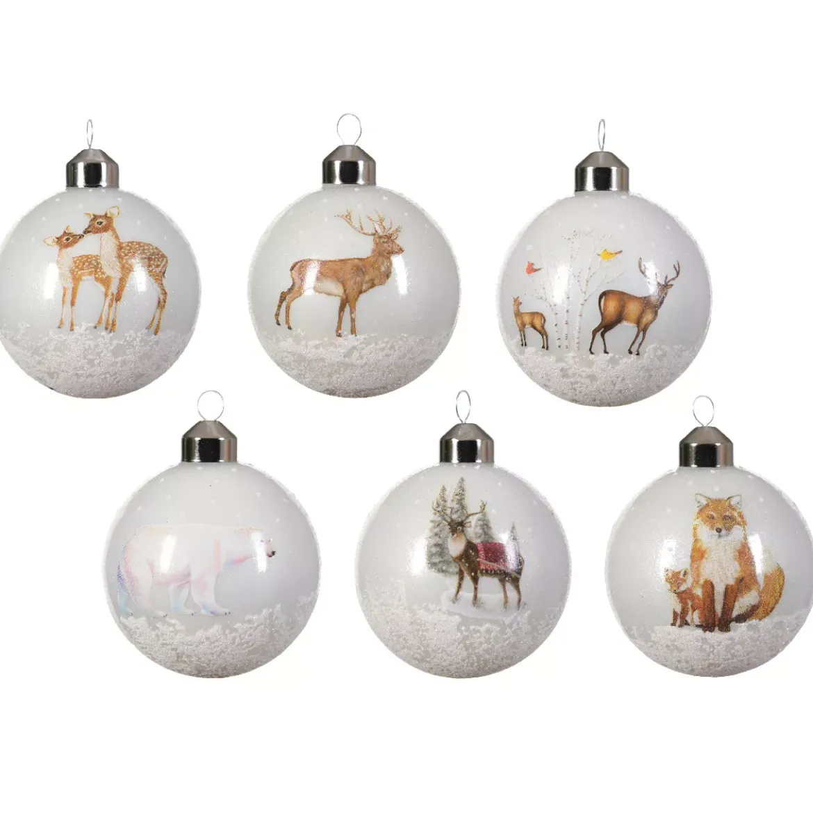 Set di 12 palline di Natale in vetro (D80 mm) Neve Naturale Bianco