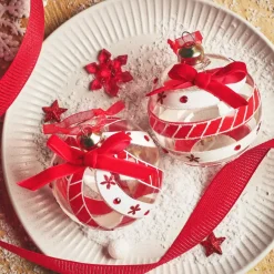Set di 12 palline di Natale in vetro (D80 mm) Sölden Rosso e bianco
