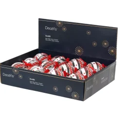 Set di 12 palline di Natale in vetro (D80 mm) Sölden Rosso e bianco