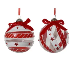 Set di 12 palline di Natale in vetro (D80 mm) Sölden Rosso e bianco