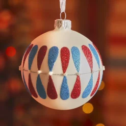 Set di 6 palline di Natale in vetro (D80 mm) Gocce colorate Bianco