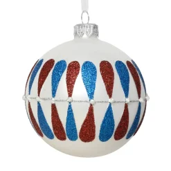 Set di 6 palline di Natale in vetro (D80 mm) Gocce colorate Bianco
