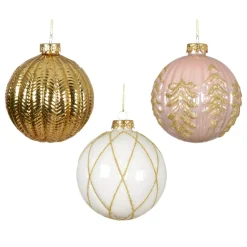Set di 12 palline di Natale in vetro (D100 mm) Sogno Oro, rosa e bianco