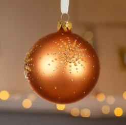 Set di 6 palline di Natale in vetro (D80 mm) Diamond star Cognac