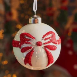 Set di 3 Palline di Natale in vetro (D80 mm) Scarlette Bianco e Rosso