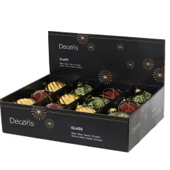 Set di 12 palline di Natale in vetro (D100 mm) Sogno Bordeaux, verde abete e oro