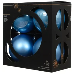 Set di 4 Palline di Natale in vetro (D100 mm) Boreale Azzurro