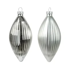Set di 3 palline di Natale in vetro (D60 mm) Goccia preziosa Argento