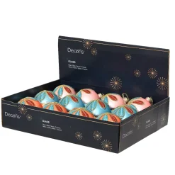 Set di 12 palline di Natale in vetro (D80 mm) Petali glitterati Multicolore