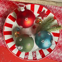 Set di 6 palline di Natale in vetro (D80 mm) Fiori e pois Multicolore