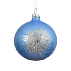 Set di 6 palline di Natale in vetro (D80 mm) Scintilla d'inverno Blu cielo e Argento