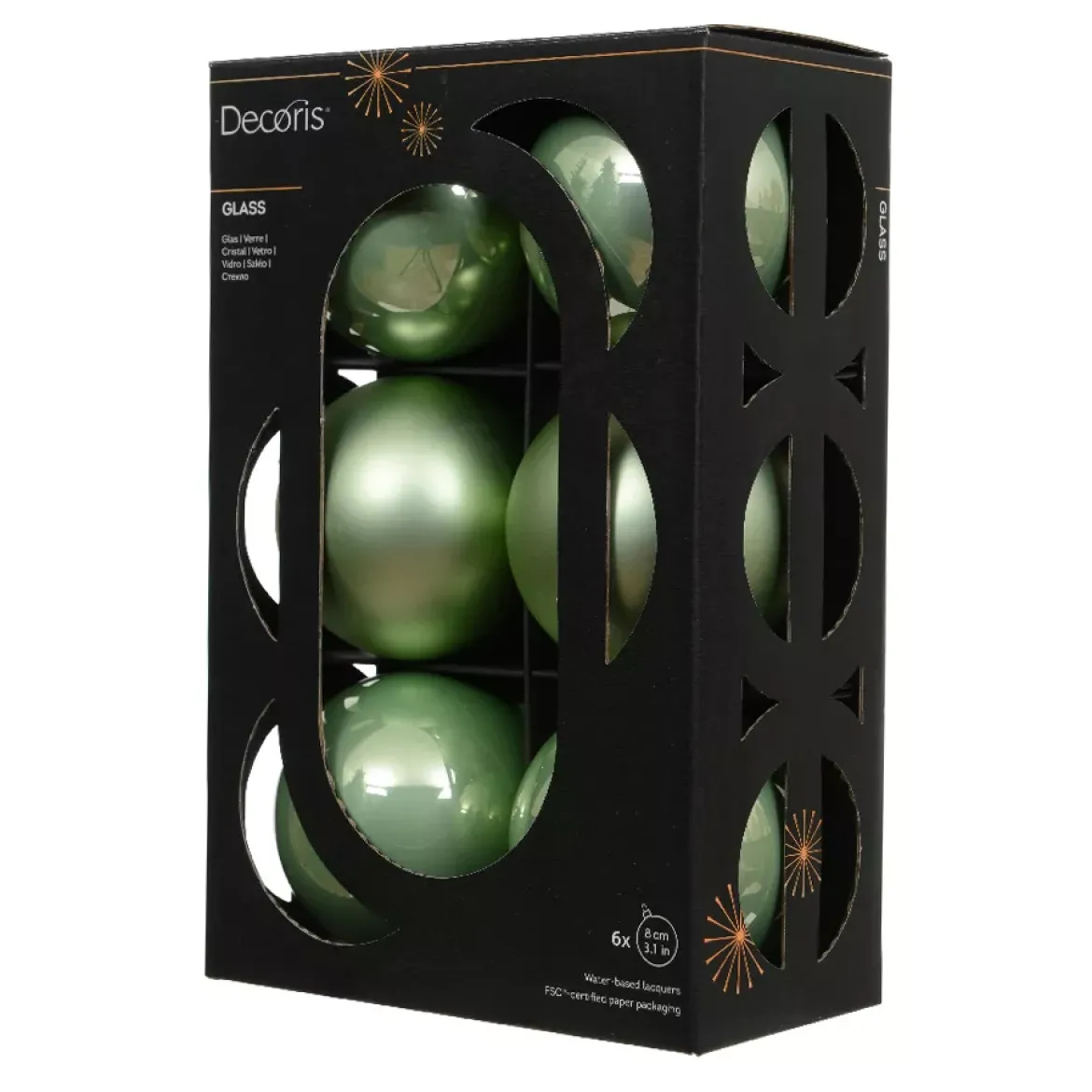 Set di 6 Palline di Natale in vetro (D80 mm) Boreale Verde Matcha