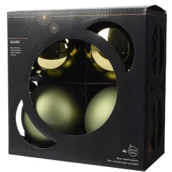 Set di 4 palline di Natale in vetro (D100 mm) Boreale Verde rosmarino
