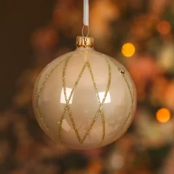 Set di 6 palline di Natale in vetro (D80 mm) Prestige Perla