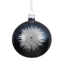 Set di 6 palline di Natale in vetro (D80 mm) Scintilla d'inverno Blu notte e Argento