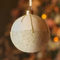Set di 6 palline di Natale in vetro (D80 mm) Ballotine Bianco Lana