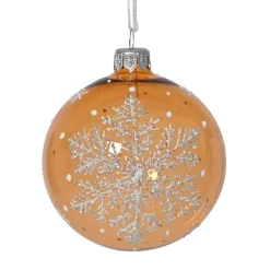 Set di 6 palline di Natale in vetro (D80 mm) Fiocco di neve fatato Cognac