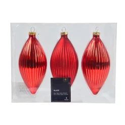 Set di 3 palline di Natale in vetro (D60 mm) Goccia Preziosa Rosso