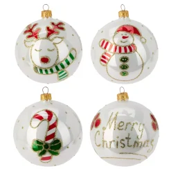 Set di 6 palline di Natale in vetro (D100 mm) Tenerezze Bianco perlato