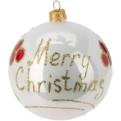Set di 6 palline di Natale in vetro (D100 mm) Tenerezze Bianco perlato