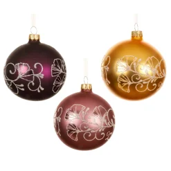 Set di 6 palline di Natale in vetro (D80 mm) Bucolico Oro, fico e rosa