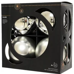 Set di 4 palline di Natale in vetro (D100 mm) Boreale Argento