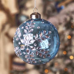 Set di 2 palline di Natale in vetro (D100 mm) Ghiaccio di diamante Azzurro