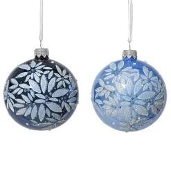 Set di 6 palline di Natale in vetro (D80 mm) Scintillio di notte Blu cielo