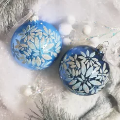 Set di 6 palline di Natale in vetro (D80 mm) Scintillio di notte Blu cielo
