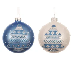 Set di 6 palline di Natale in vetro (D80 mm) Abete nordico Azzuro