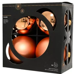 Set di 4 palline di Natale in vetro (D100 mm) Boreale Cognac
