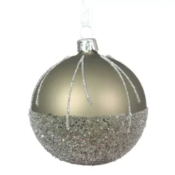 Set di 6 palline di Natale in vetro (D80 mm) Ballotine Verde Rosmarino