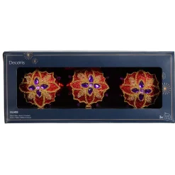 Set di 3 palline di Natale in vetro (D80 mm) Dahlia Viola