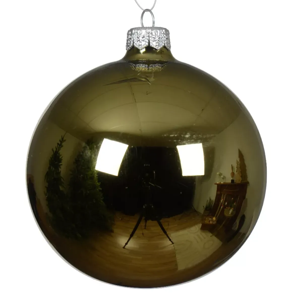 Set di 4 palline di Natale in vetro (D100 mm) Artico brillante Verde rosmarino