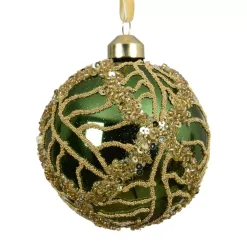 Set di 3 palline di Natale in vetro (D80 mm) Shiny glitter Verde abete