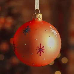 Set di 6 palline di Natale in vetro (D80 mm) Stelle del mondo Arancione