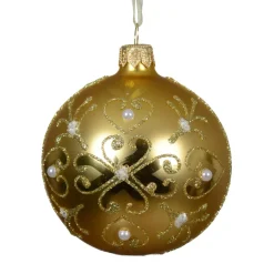 Set di 6 palline di Natale in vetro (D80 mm) Barocco Oro chiaro