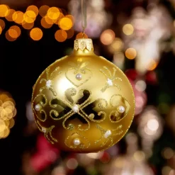 Set di 6 palline di Natale in vetro (D80 mm) Barocco Oro chiaro