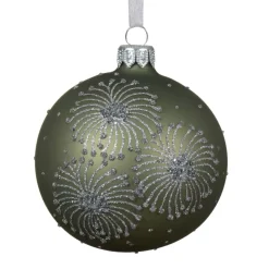 Set di 6 palline di Natale in vetro (D80 mm) Fuochi d'artificio Verde rosmarino